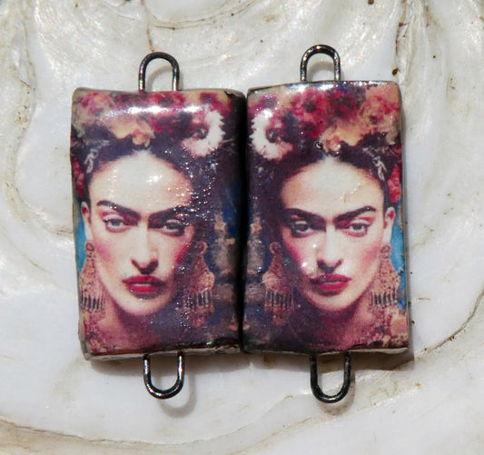 Ceramic Frida Inspired Earring Connectors - #20