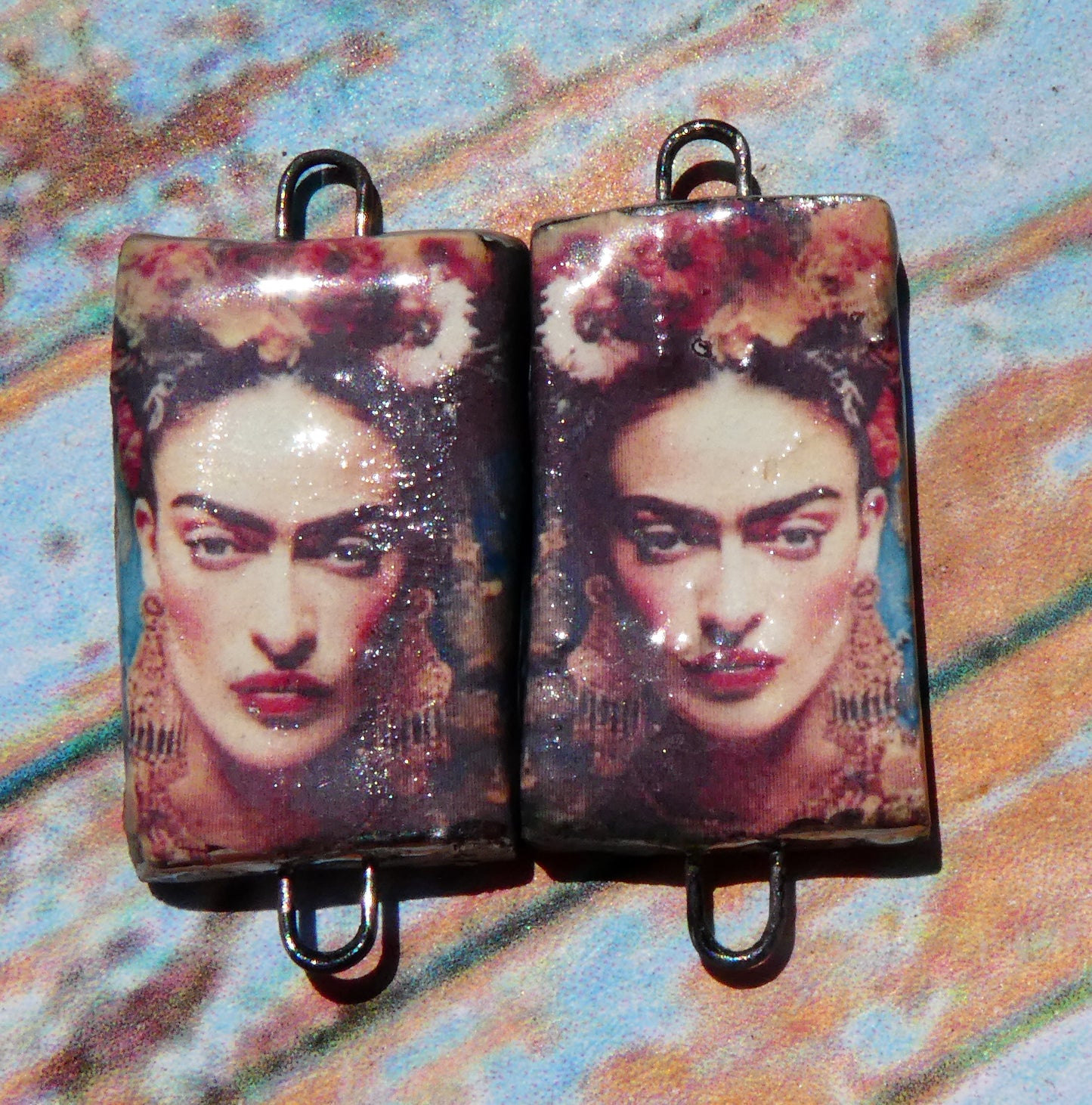 Ceramic Frida Inspired Earring Connectors - #20