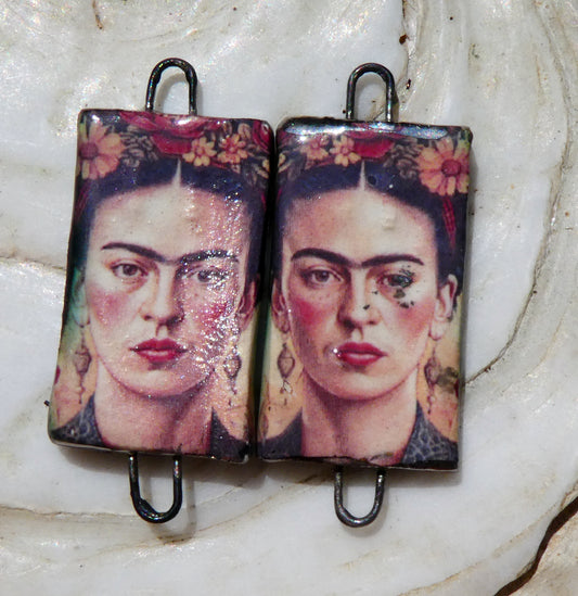 Ceramic Frida Inspired Earring Connectors - #21
