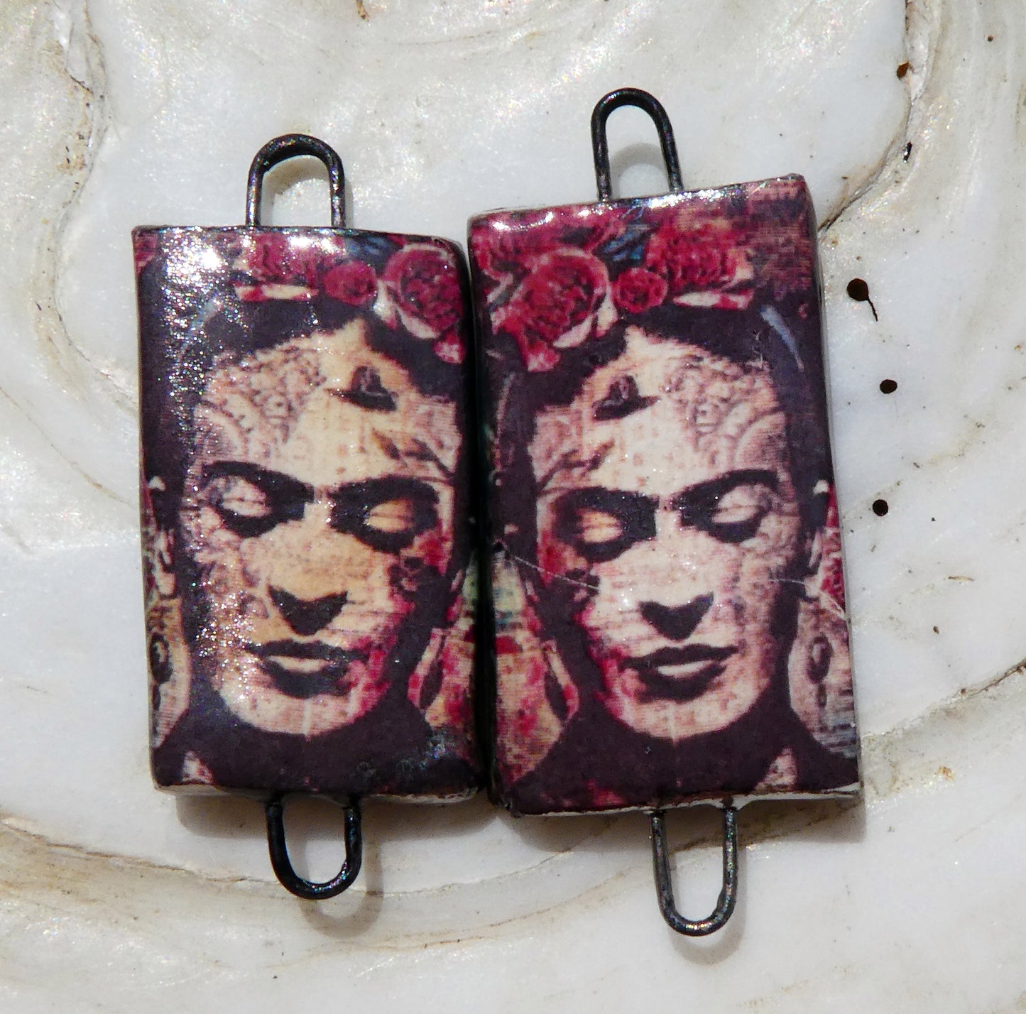 Ceramic Frida Inspired Earring Connectors - #22