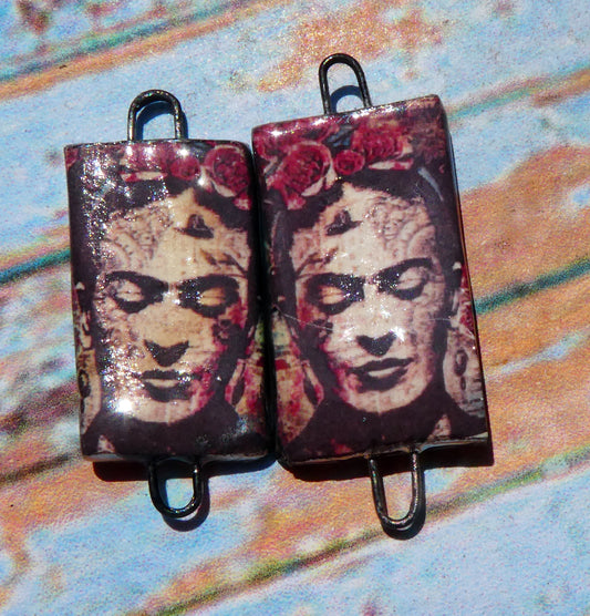 Ceramic Frida Inspired Earring Connectors - #22