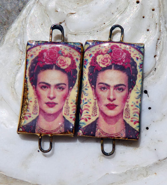 Ceramic Frida Inspired Earring Connectors - #23