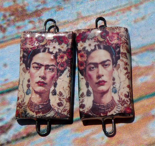 Ceramic Frida Inspired Earring Connectors - #24