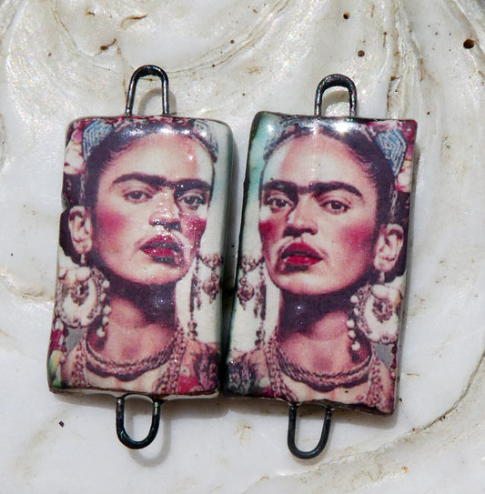 Ceramic Frida Inspired Earring Connectors - #25