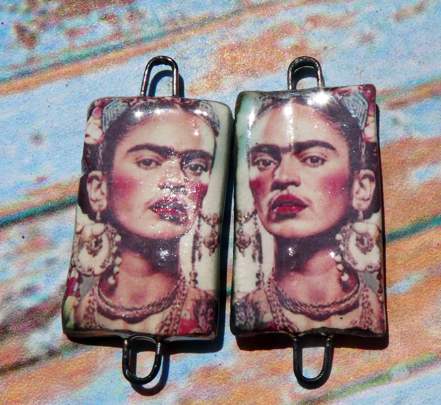 Ceramic Frida Inspired Earring Connectors - #25