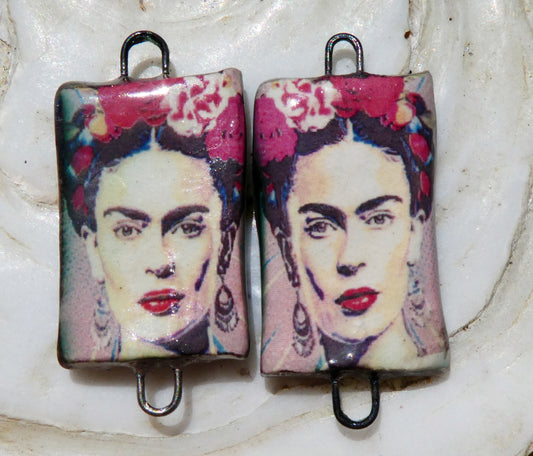 Ceramic Frida Inspired Earring Connectors - #26