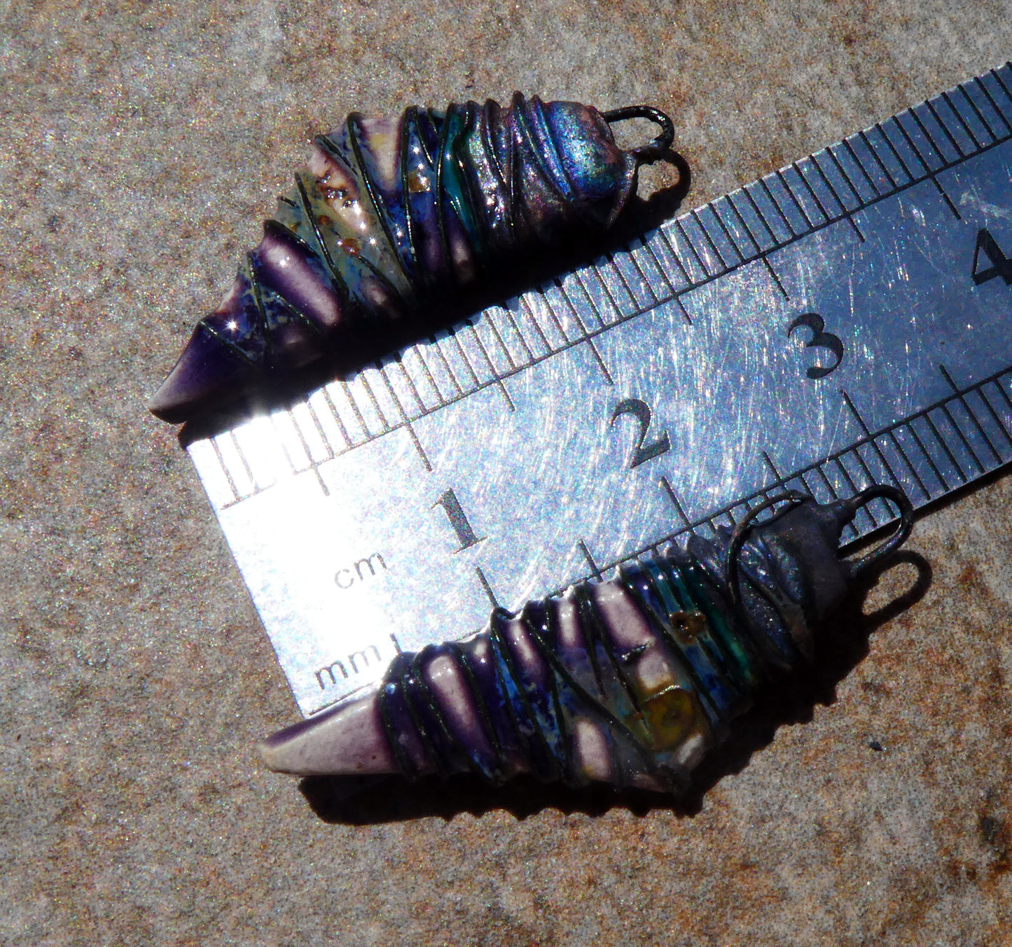 Ceramic Wire Wrapped Stone Cut Charms - Cosmic Grape