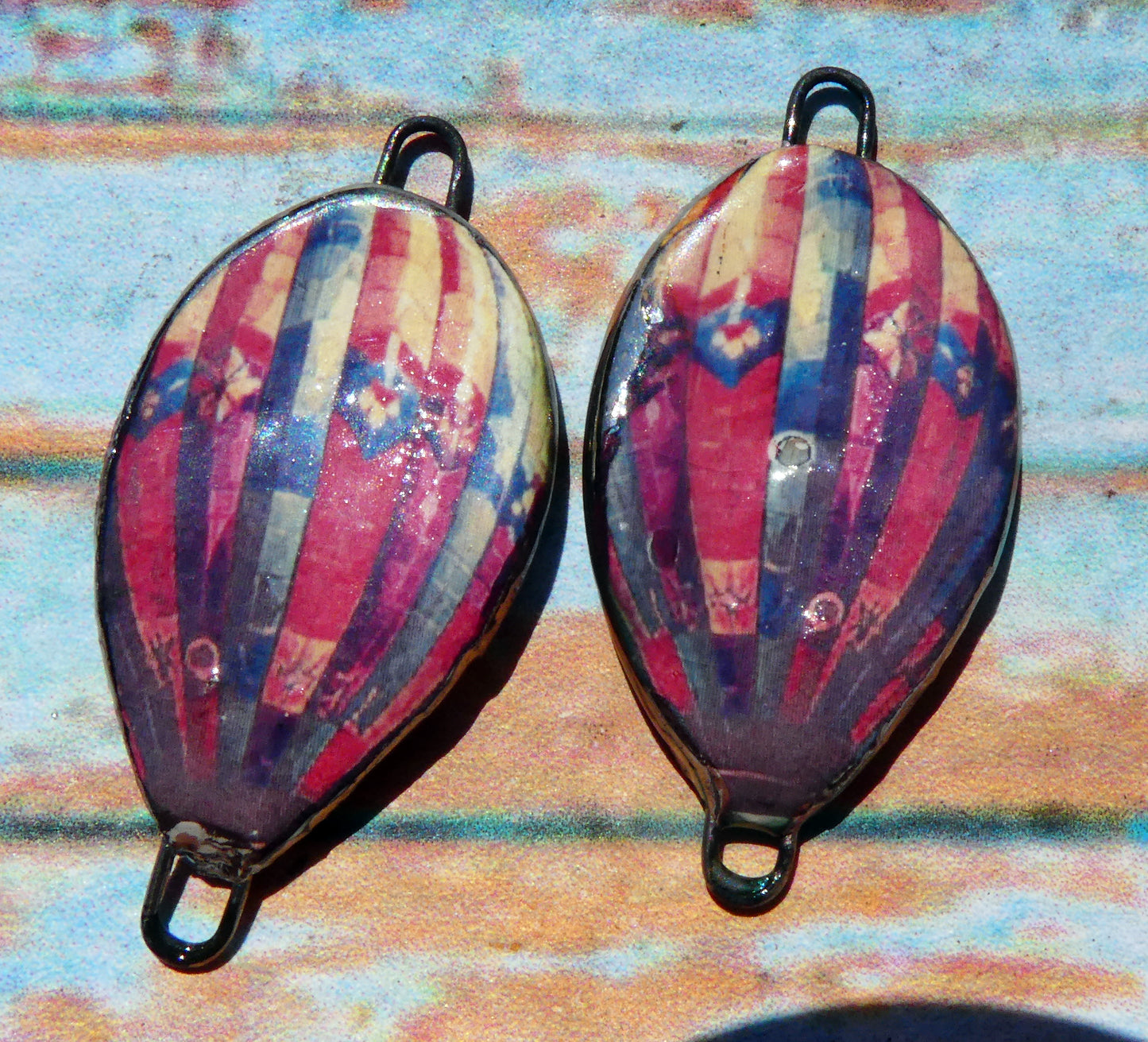 Ceramic Vintage Hot Air Balloon Decal Connectors #6