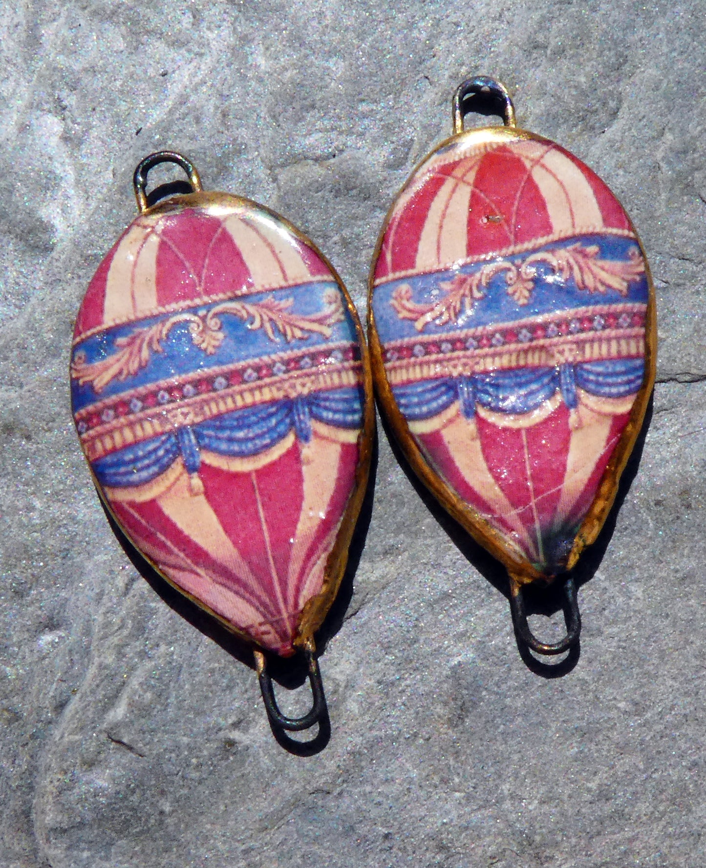 Ceramic Vintage Hot Air Balloon Decal Connectors #8