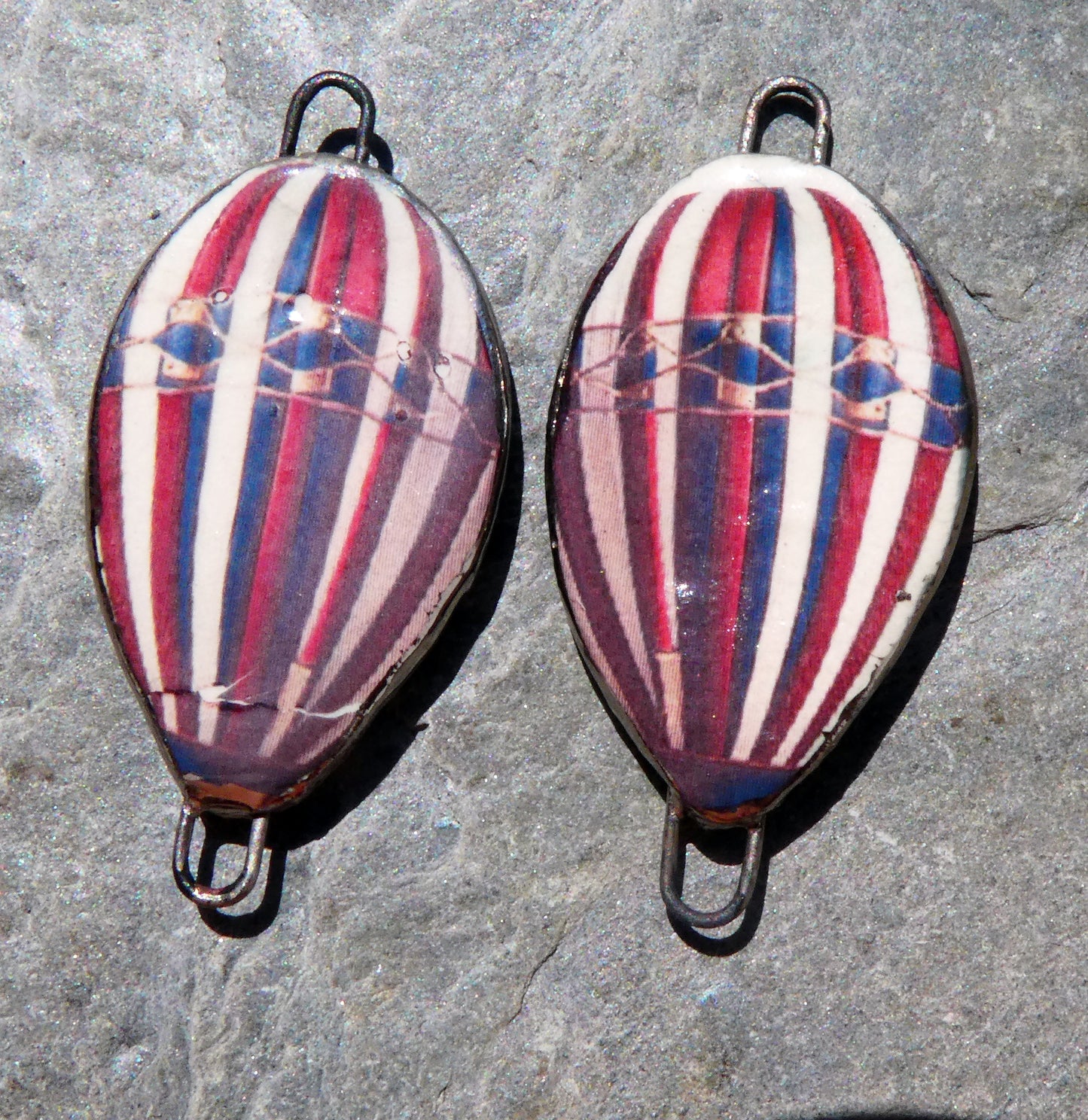 Ceramic Vintage Hot Air Balloon Decal Connectors #9