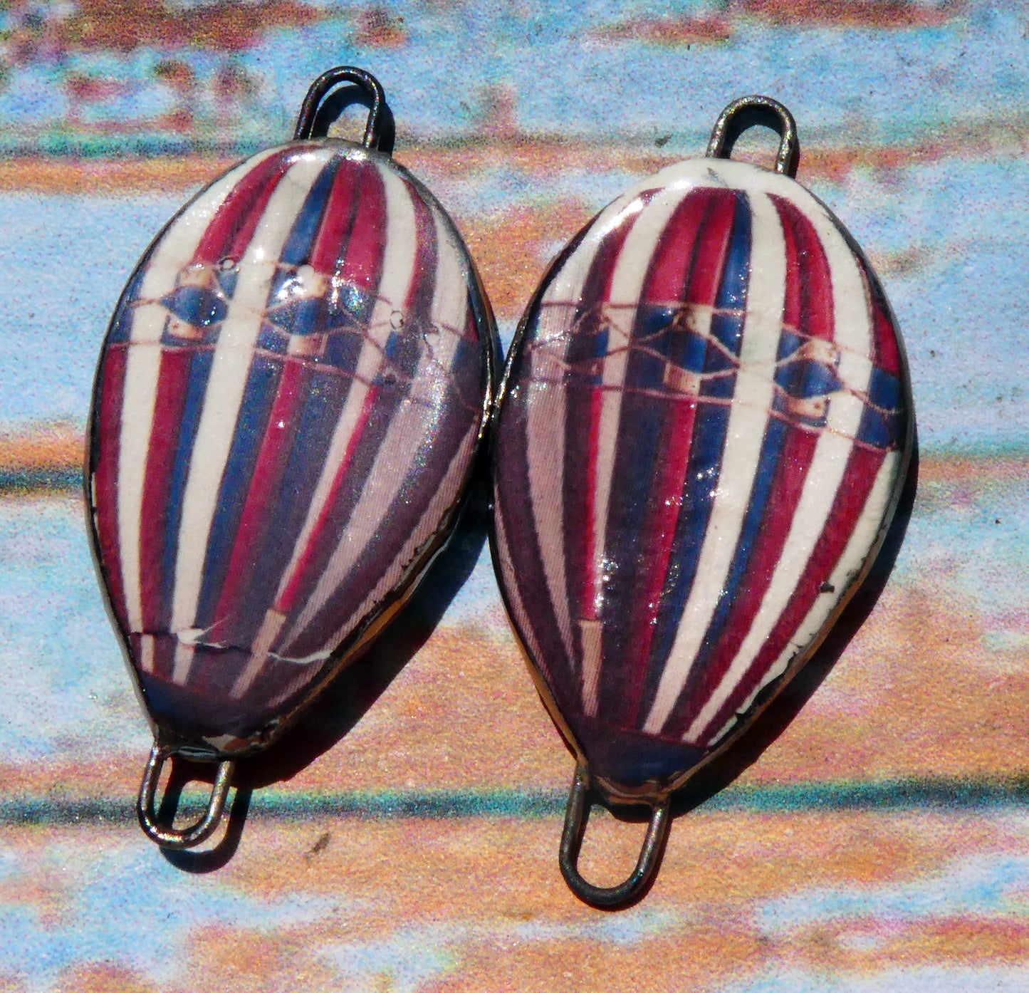 Ceramic Vintage Hot Air Balloon Decal Connectors #9