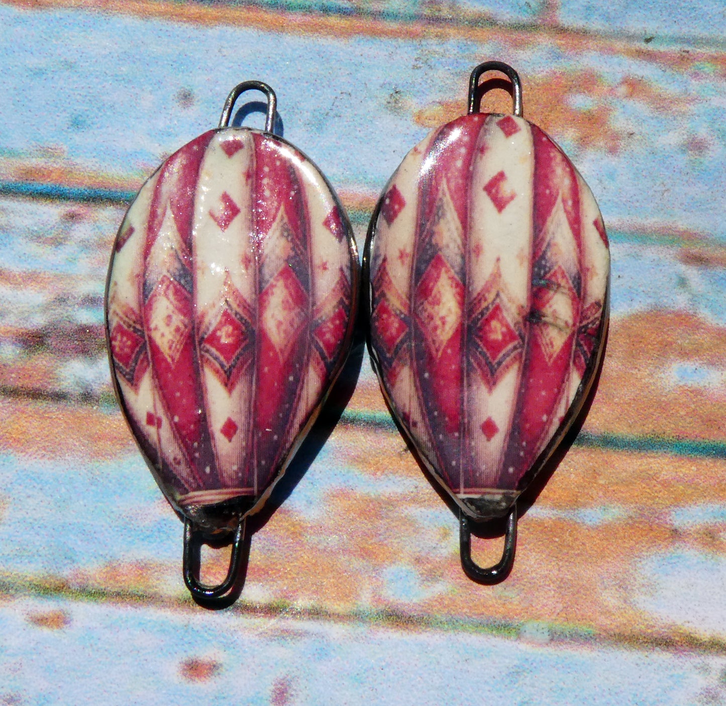 Ceramic Vintage Hot Air Balloon Decal Connectors #12