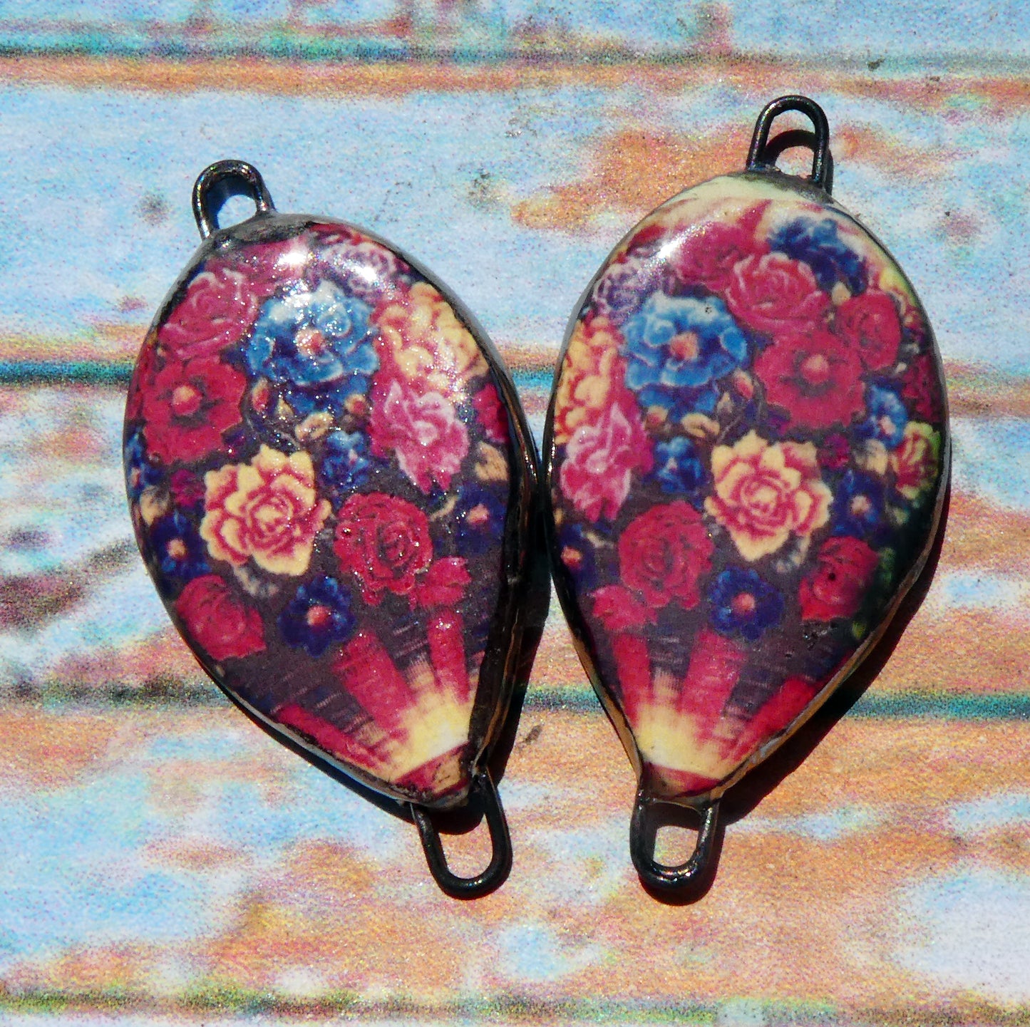 Ceramic Vintage Hot Air Balloon Decal Connectors #13
