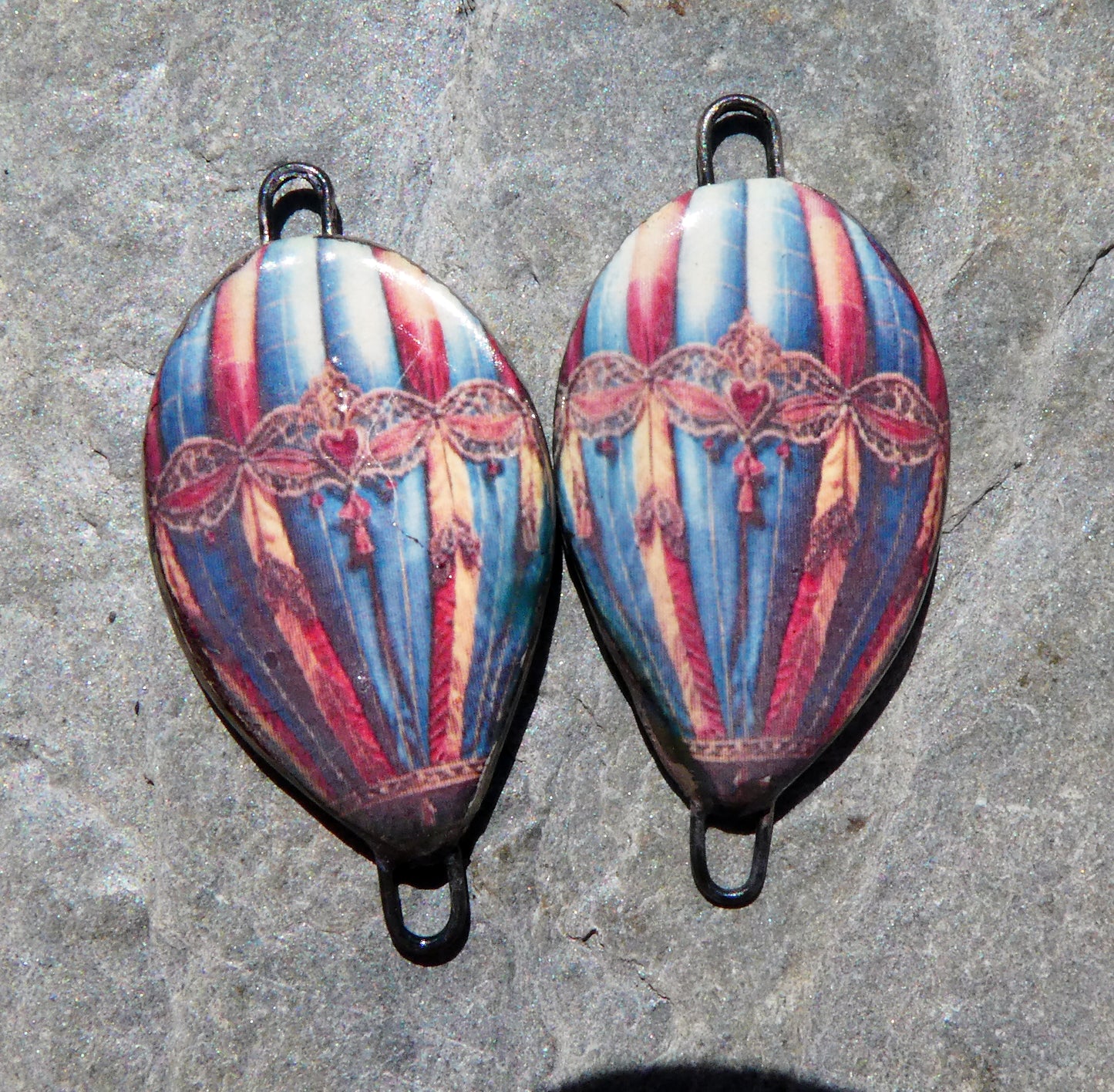 Ceramic Vintage Hot Air Balloon Decal Connectors #14