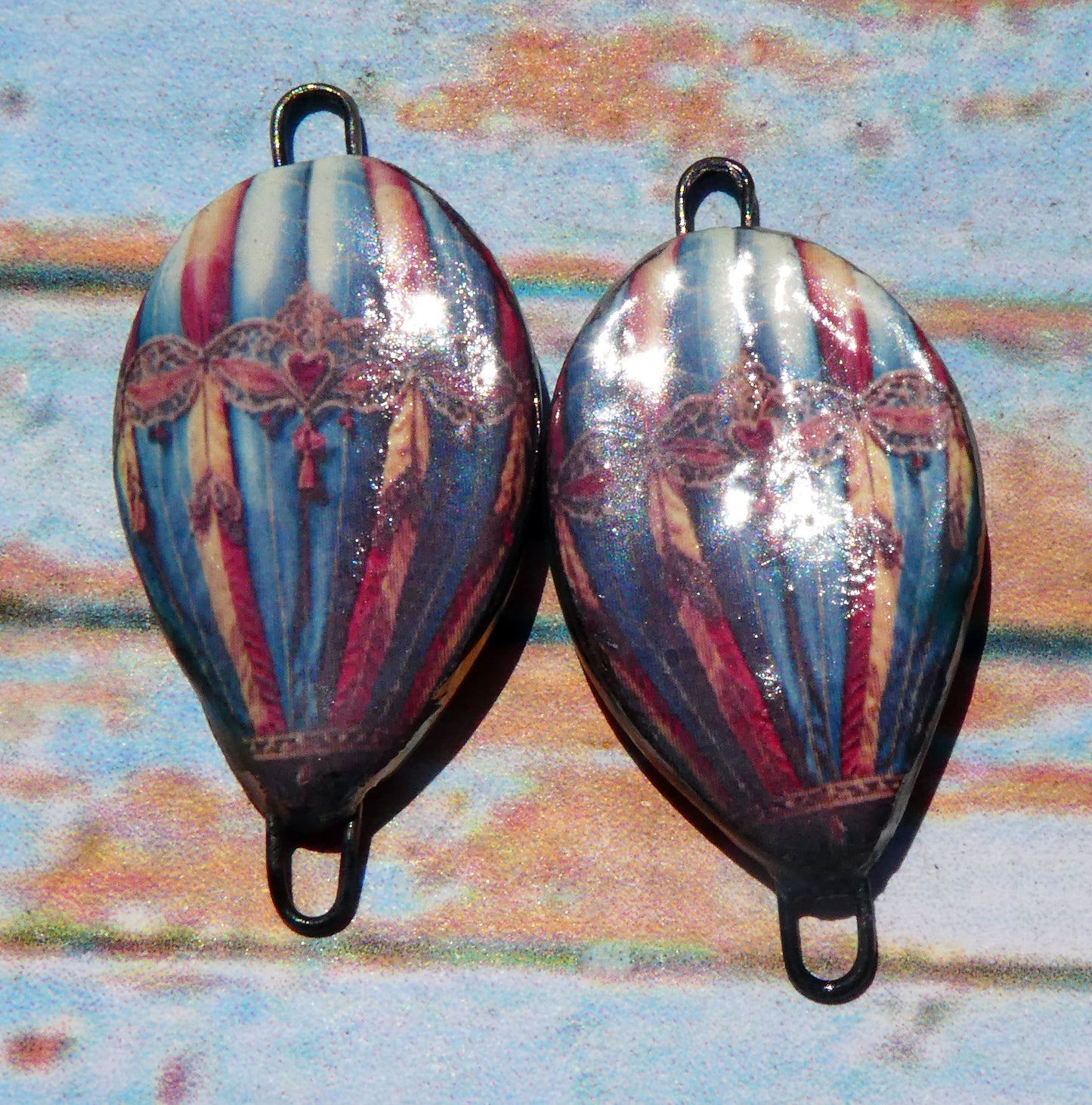 Ceramic Vintage Hot Air Balloon Decal Connectors #14