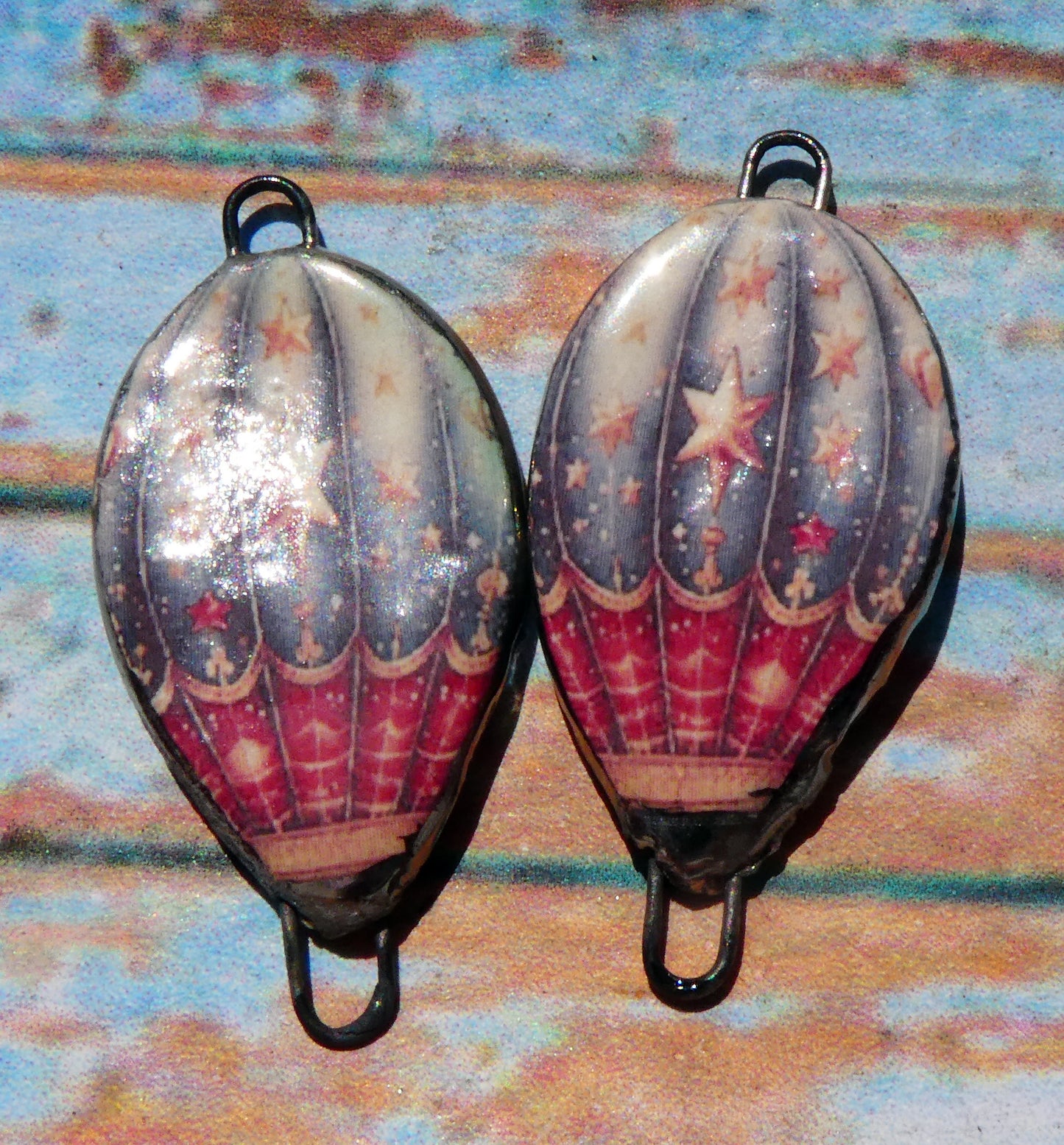 Ceramic Vintage Hot Air Balloon Decal Connectors #16