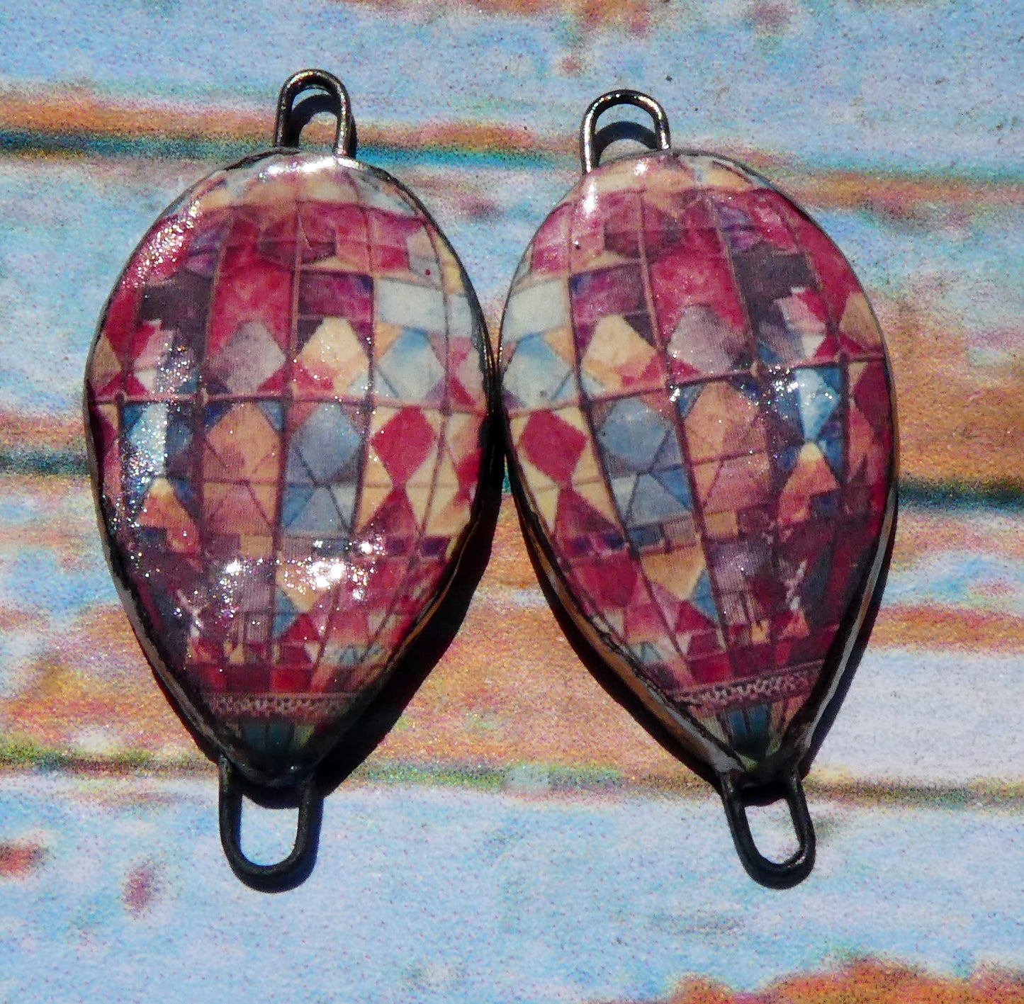 Ceramic Vintage Hot Air Balloon Decal Connectors #21