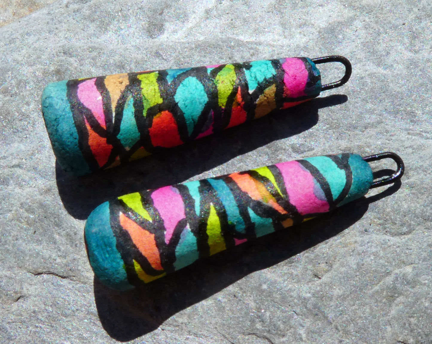 Ceramic Inky Baton Earring Charms #4