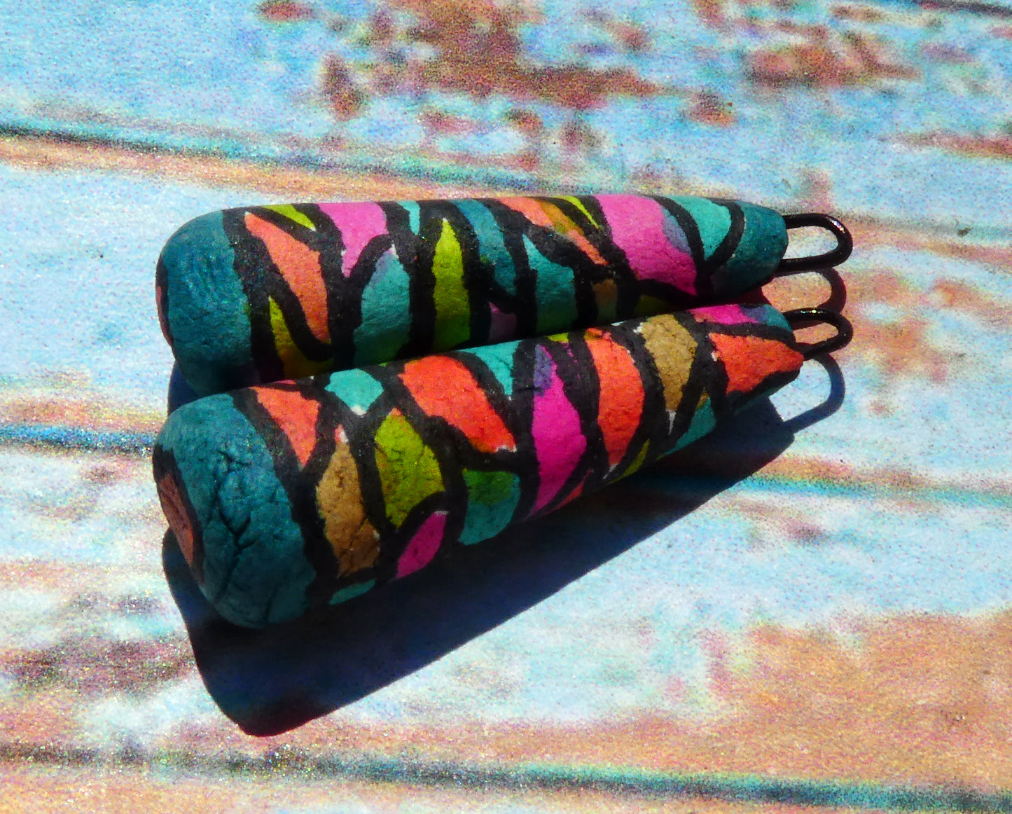 Ceramic Inky Baton Earring Charms #4