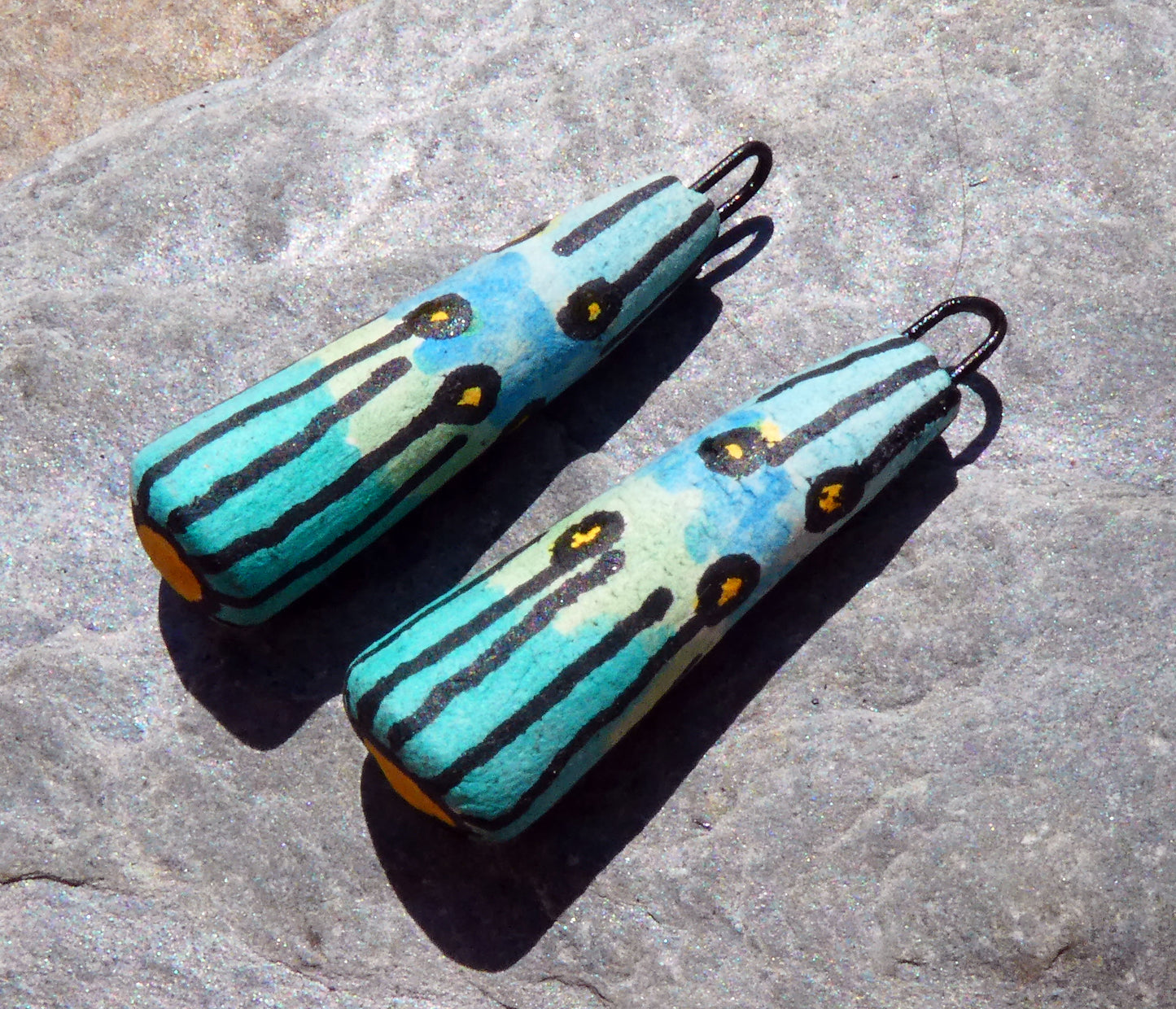 Ceramic Inky Baton Earring Charms #5