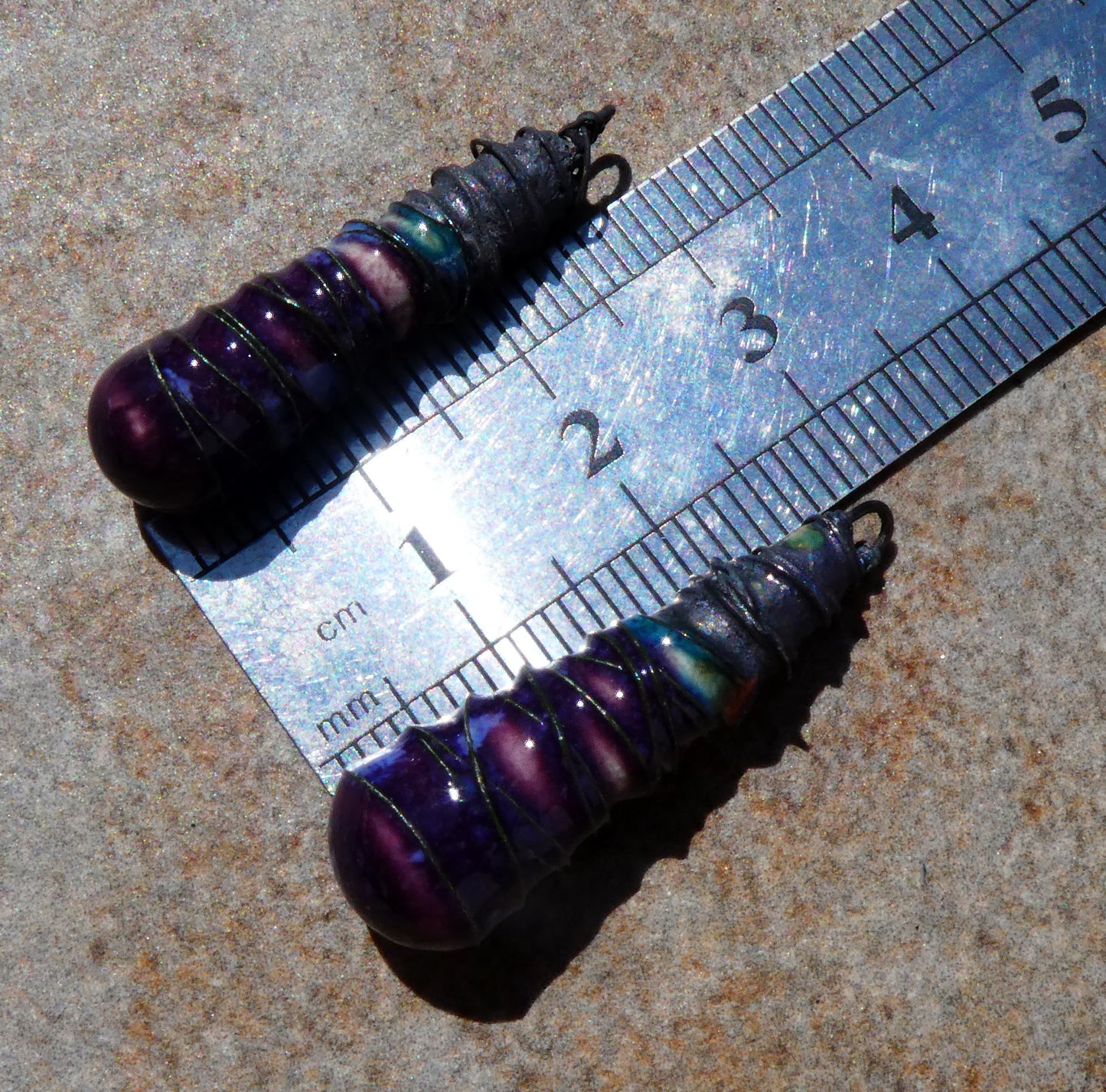 Ceramic Wire Wrapped Baton Charms - Royal Fantasy