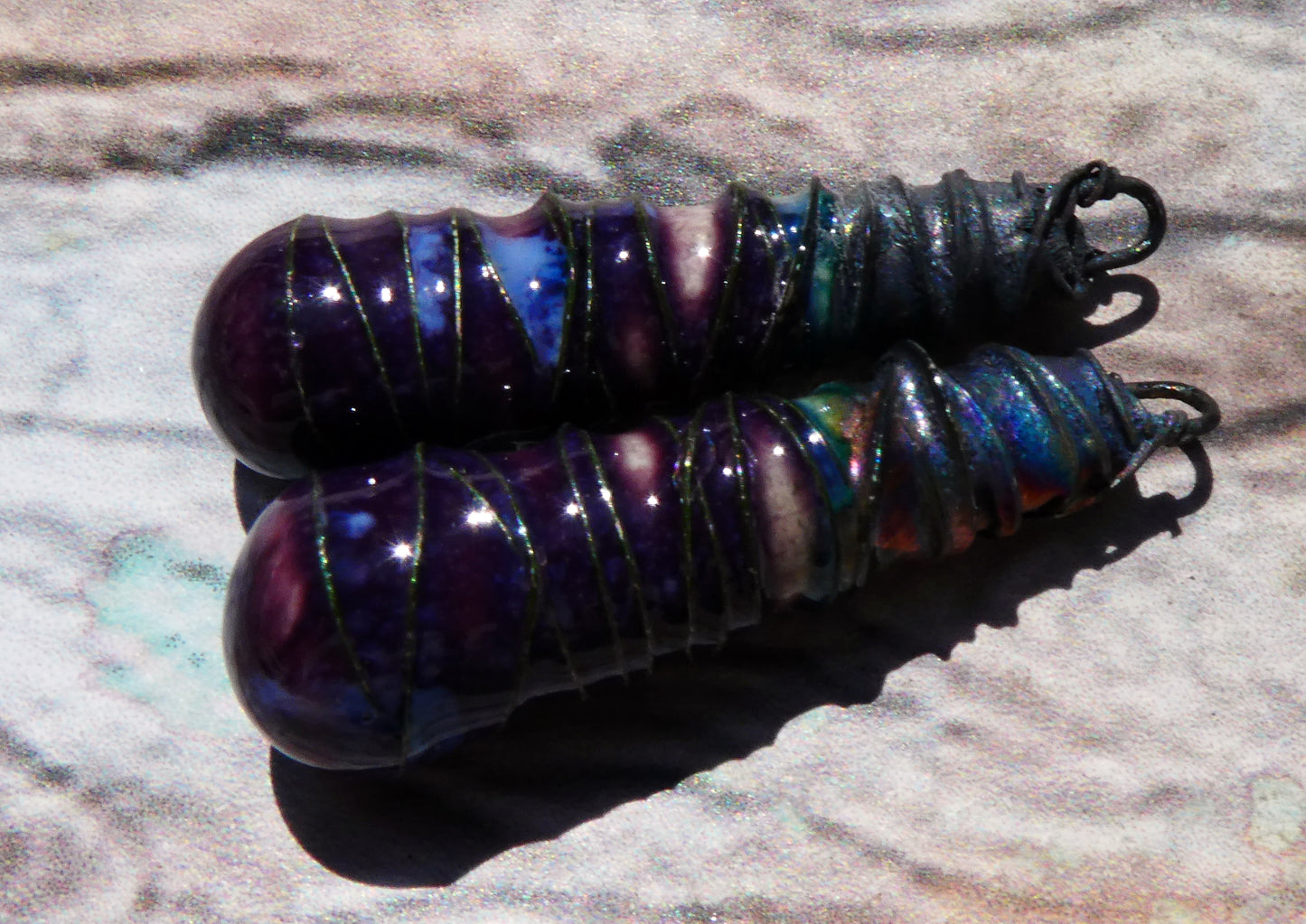 Ceramic Wire Wrapped Baton Charms - Royal Fantasy