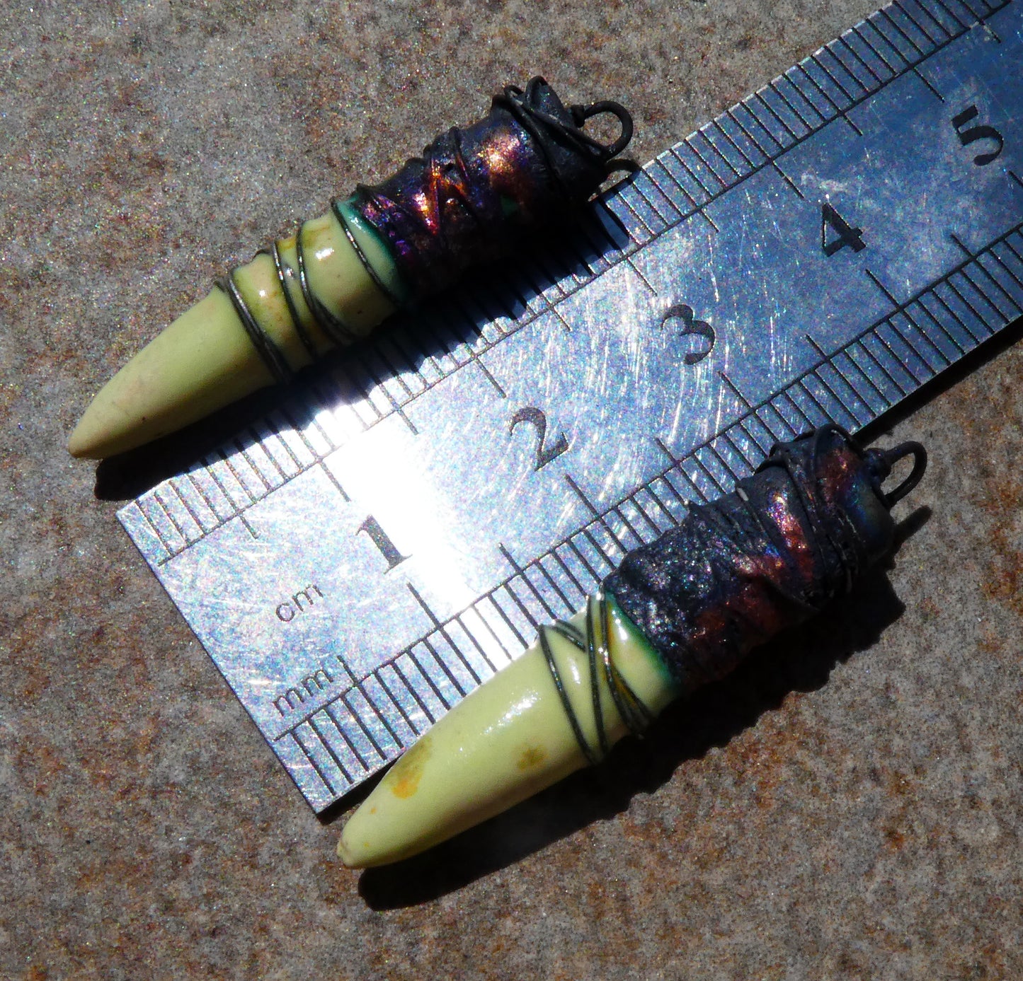 Ceramic Wire Wrapped Spike Charms - Haystack