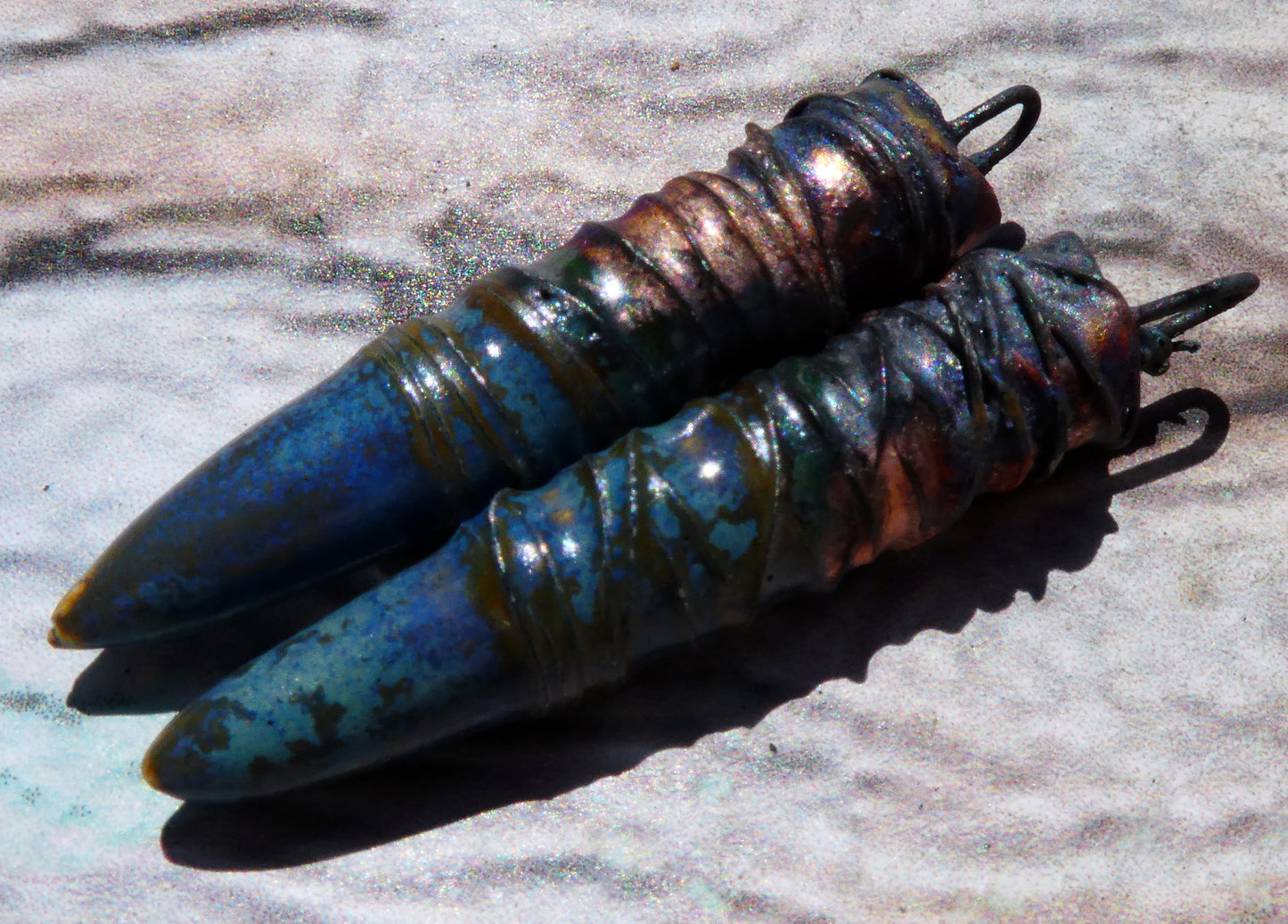 Ceramic Wire Wrapped Spike Charms - California