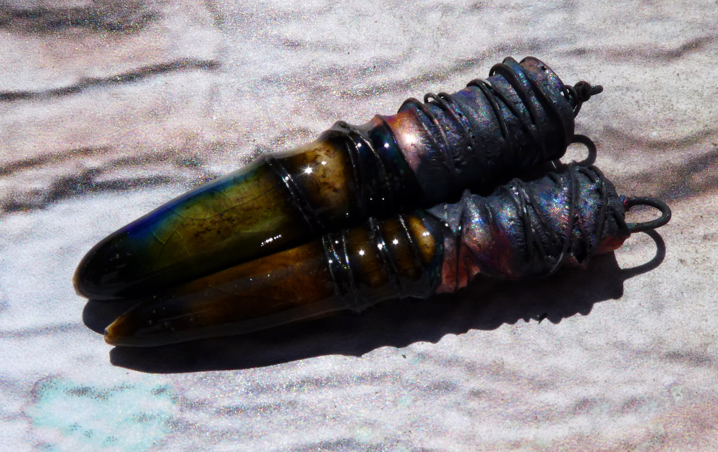 Ceramic Wire Wrapped Spike Charms - Archaic