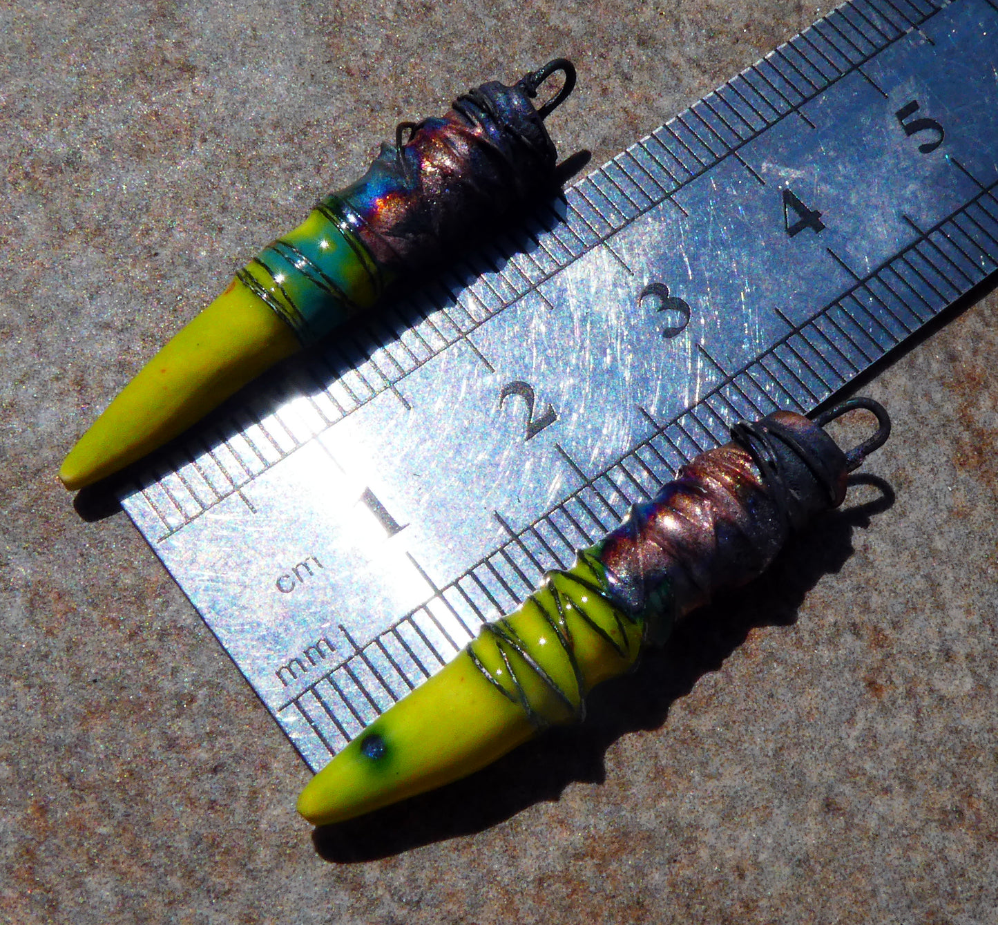 Ceramic Wire Wrapped Spike Charms - Cherry Limeade
