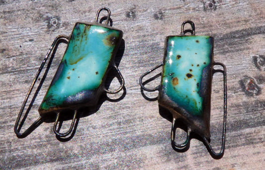Ceramic Irregular Connectors - Blue Guppy