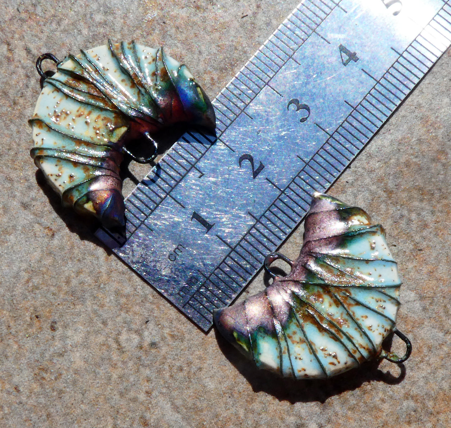 Ceramic Wire Wrapped Crescent Connectors -Turquoise Sandstone