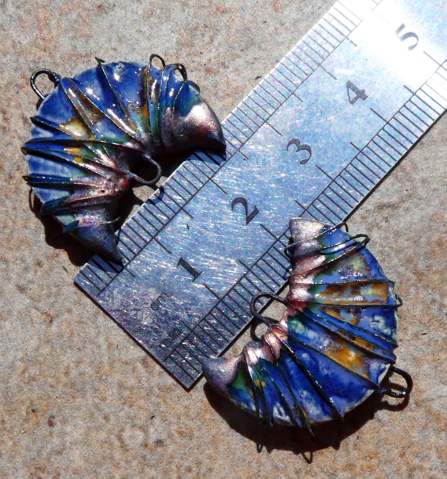 Ceramic Wire Wrapped Crescent Connectors - Outer Galaxy