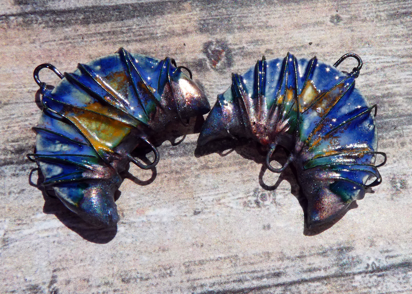 Ceramic Wire Wrapped Crescent Connectors - Outer Galaxy