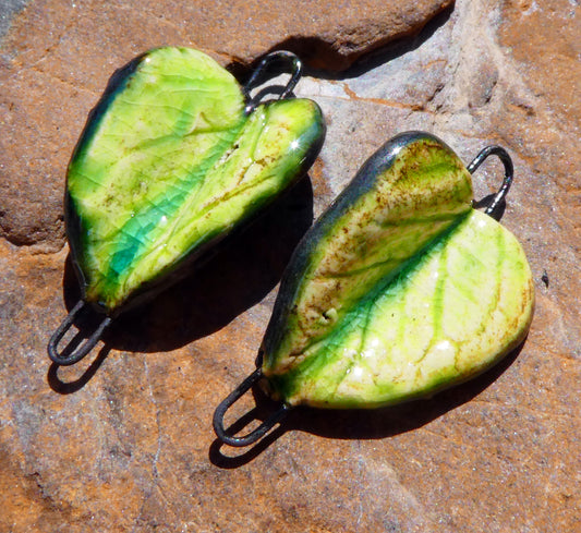 Ceramic Leaf Connectors - Lime