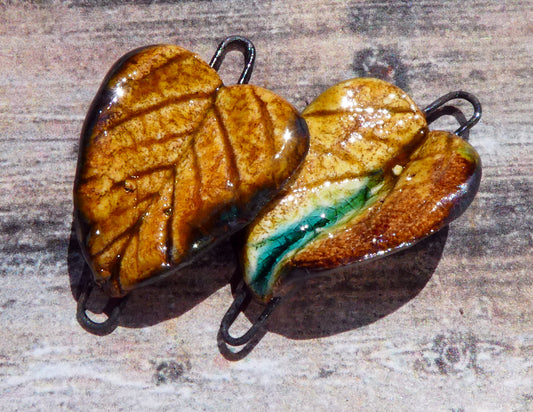 Ceramic Leaf Connectors - Amber