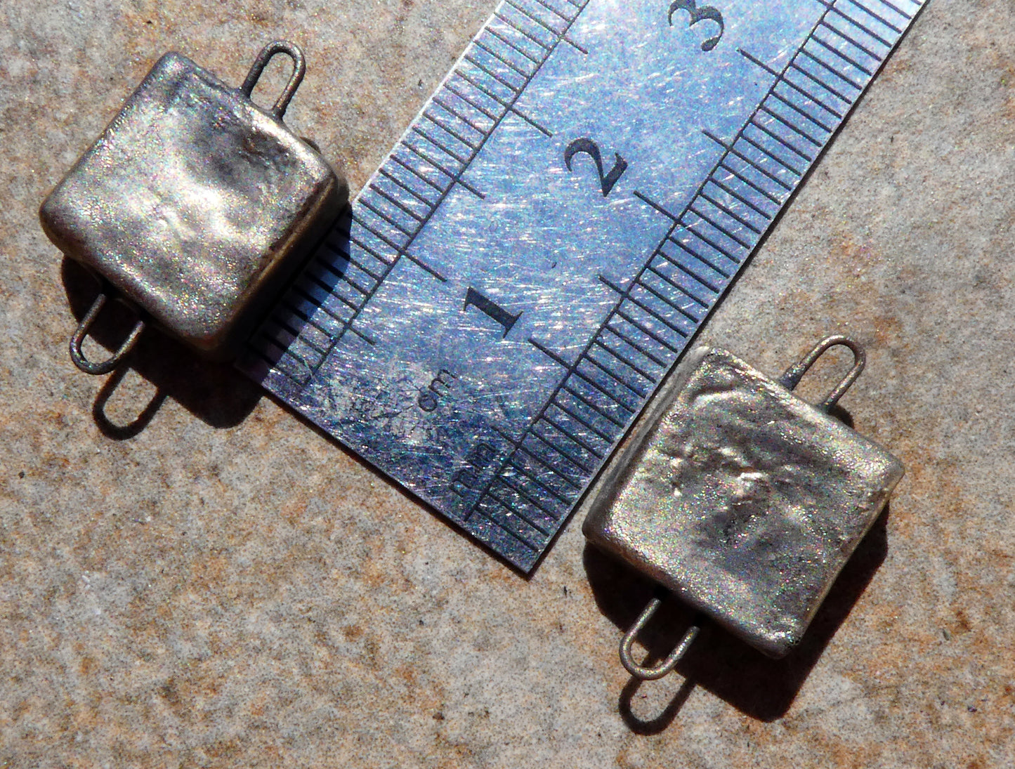 Ceramic Little Indented Square Connectors -Oriental Blue