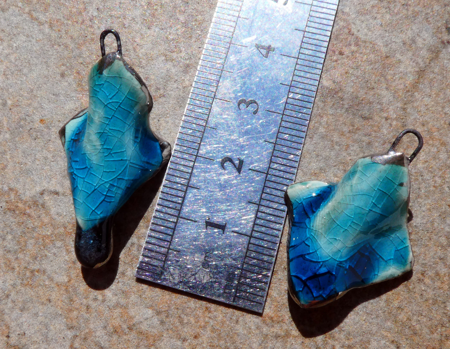 Ceramic Tatter Charms - Oriental Blue - ASYMMETRIC