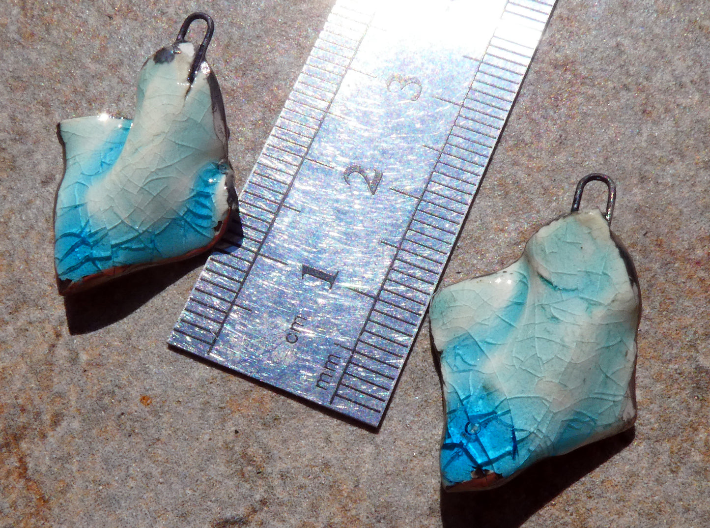 Ceramic Tatter Charms -Turquoise Crackle