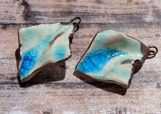 Ceramic Tatter Charms -Turquoise Crackle