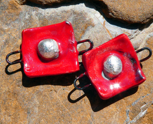 Ceramic Square Connectors-Red