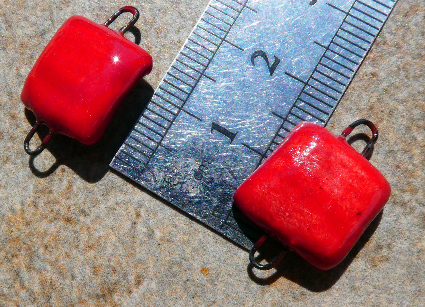 Ceramic Square Connectors-Red