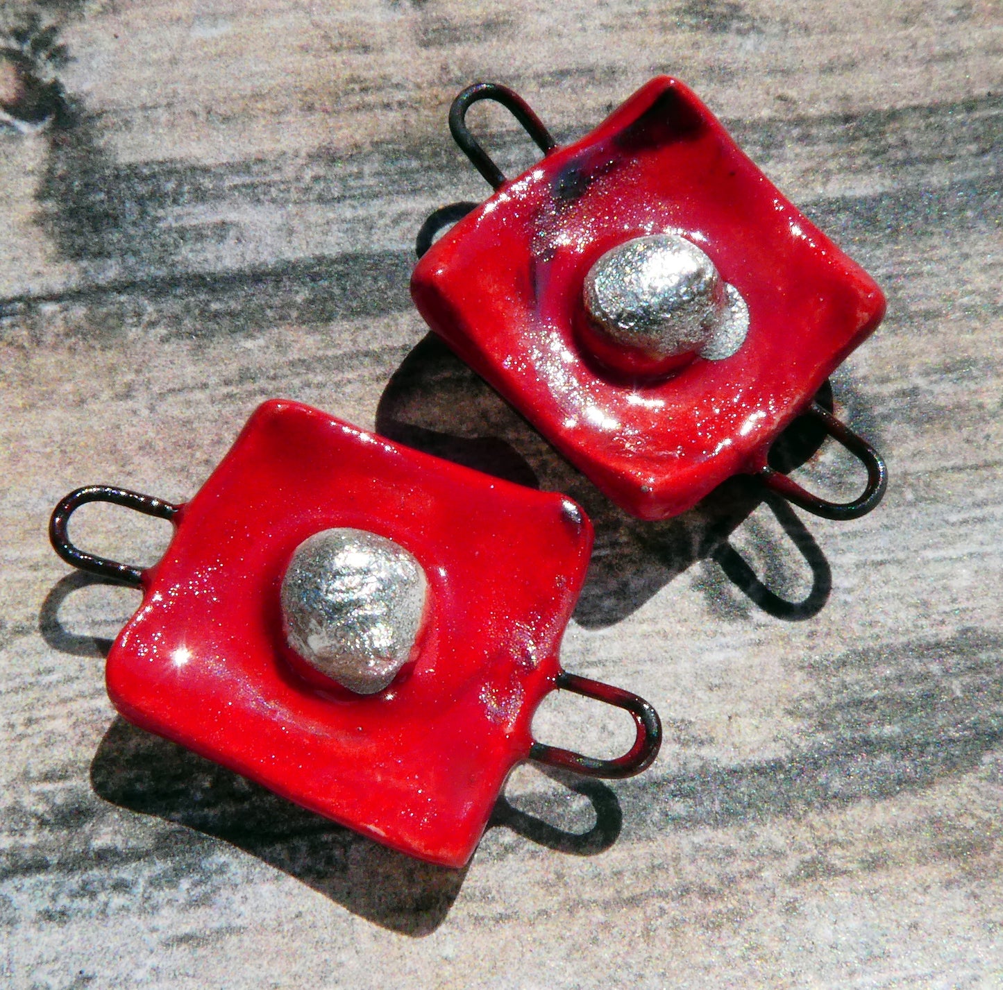 Ceramic Square Connectors-Red