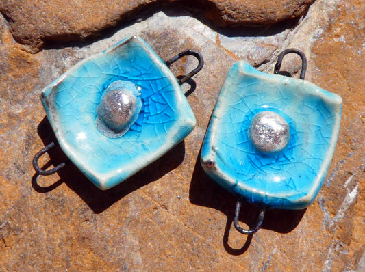 Ceramic Square Connectors- Taunton Turquoise