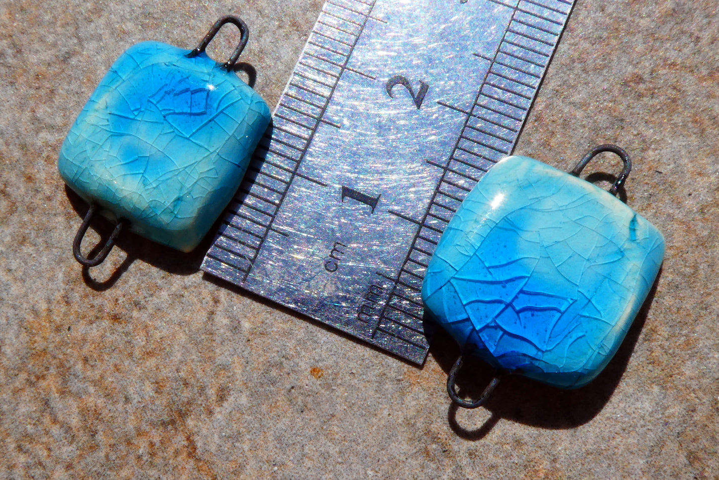Ceramic Square Connectors- Taunton Turquoise