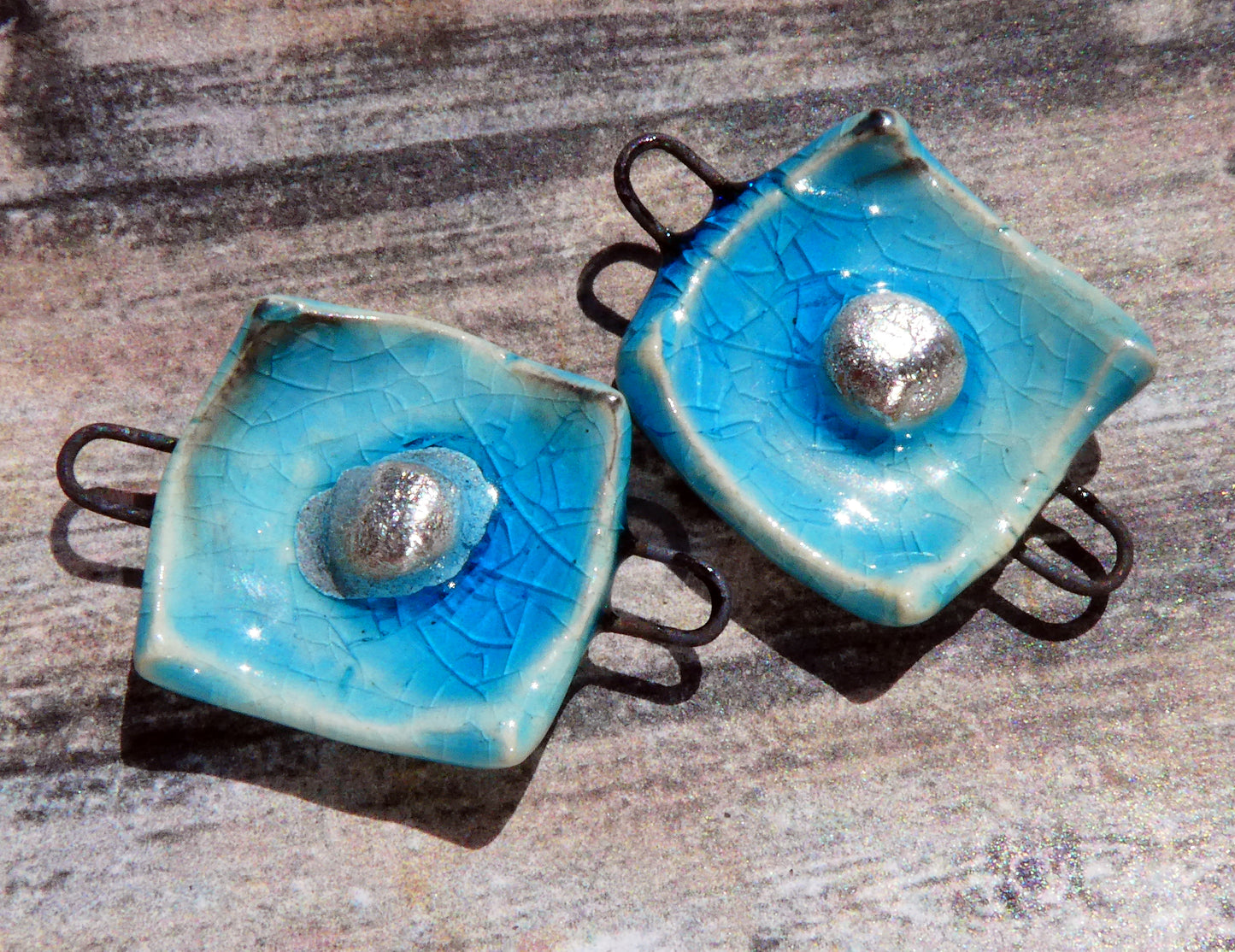 Ceramic Square Connectors- Taunton Turquoise