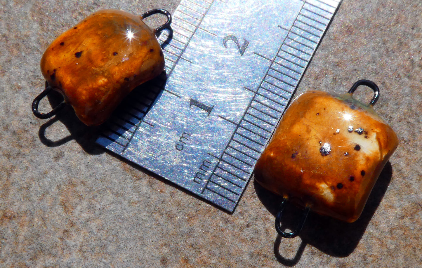 Ceramic Square Connectors- Amber Ash