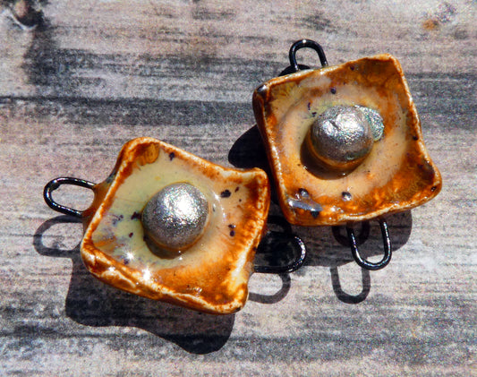Ceramic Square Connectors- Amber Ash