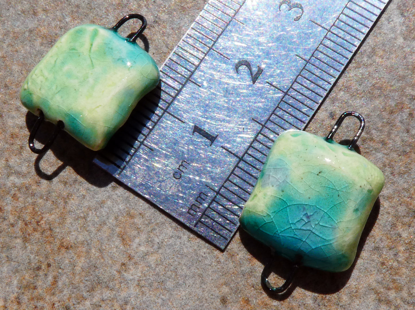 Ceramic Square Connectors- Lime
