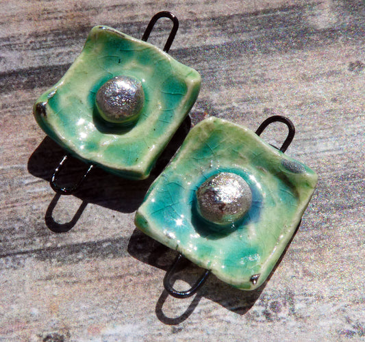 Ceramic Square Connectors- Lime